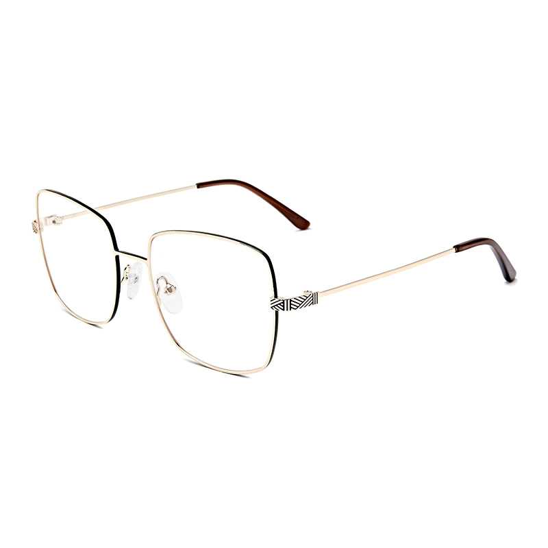 Mode Rectangle surdimensionnée métalliques en acier inoxydable Unisex verres optiques