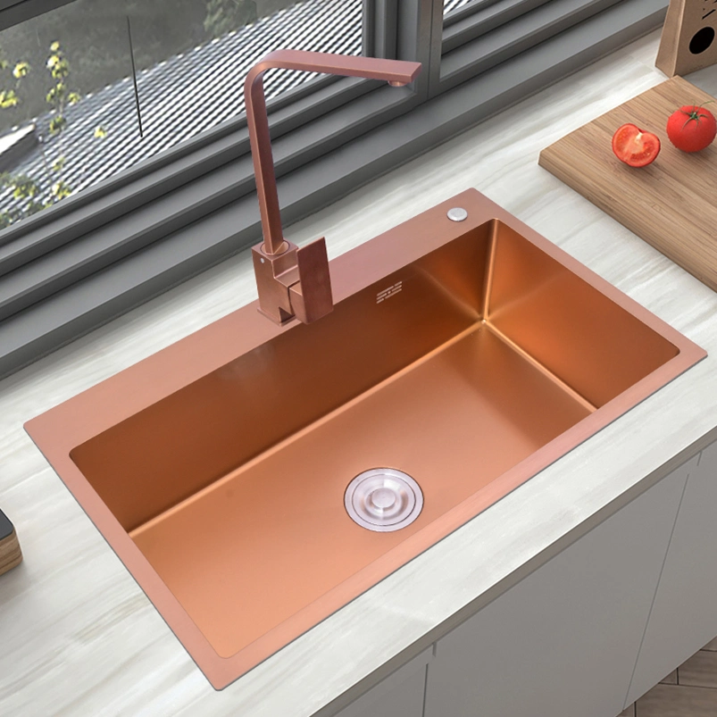 304 Stainless Steel Sink Undermount Single-Bowl Basin Rose Gold Nano Handmade Kitchen Vegetable Basin Thickened and Reinforced