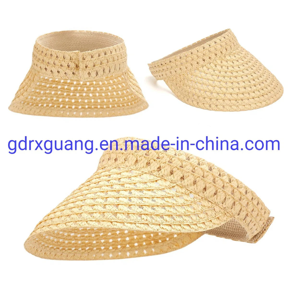 High Quality Hand Woven Visor Caps Summer Women Custom Straw Hat