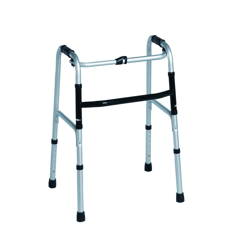 Mobility Products One Button Anodized Aluminum Walker with 5" Wheels for Elderly