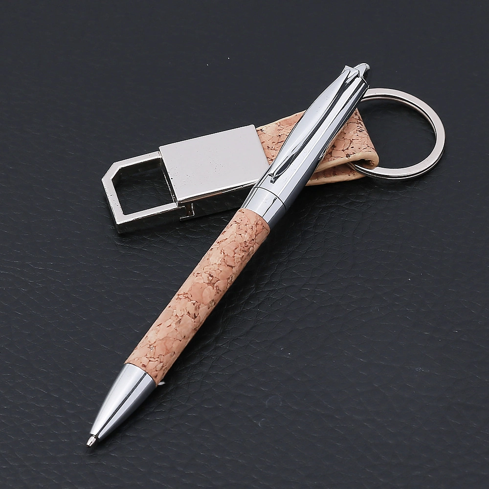 Promotional Novelty Christmas Gifts Custom Business Leather Keychain Pen Corporate Gift Set