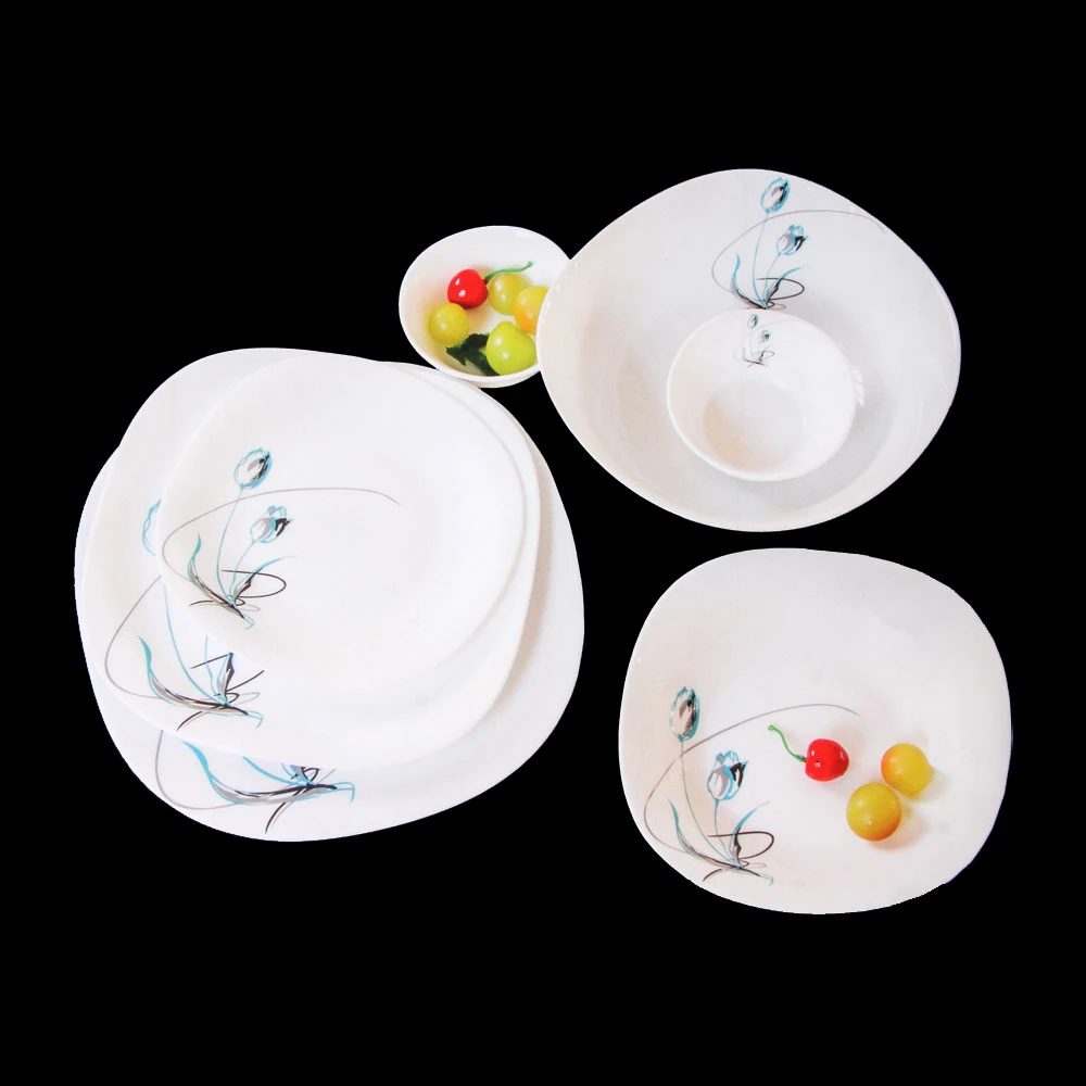 Heat Resistant Opal Glassware Newly Design Creative Square Dinnerware Set