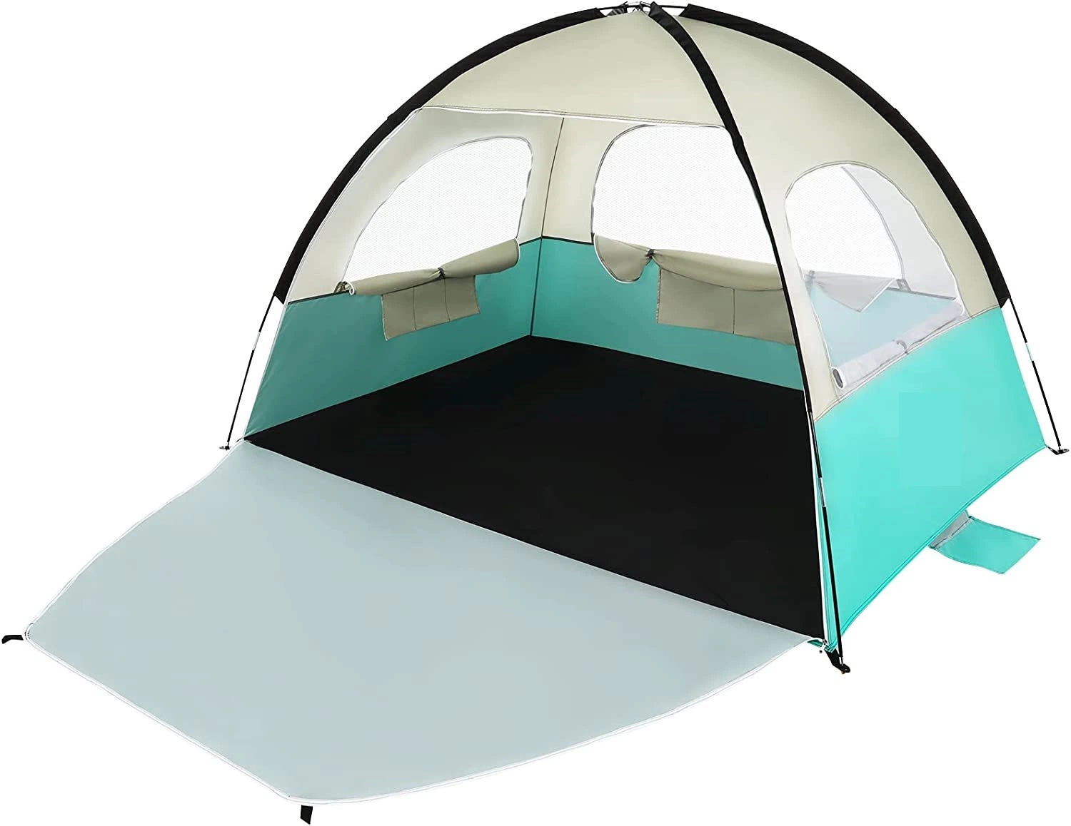 Beach Tent Sun Shelter, Anti-UV Sun Shade Tent for 3 Person Family with 3 Mesh Windows Portable Carrying Bag