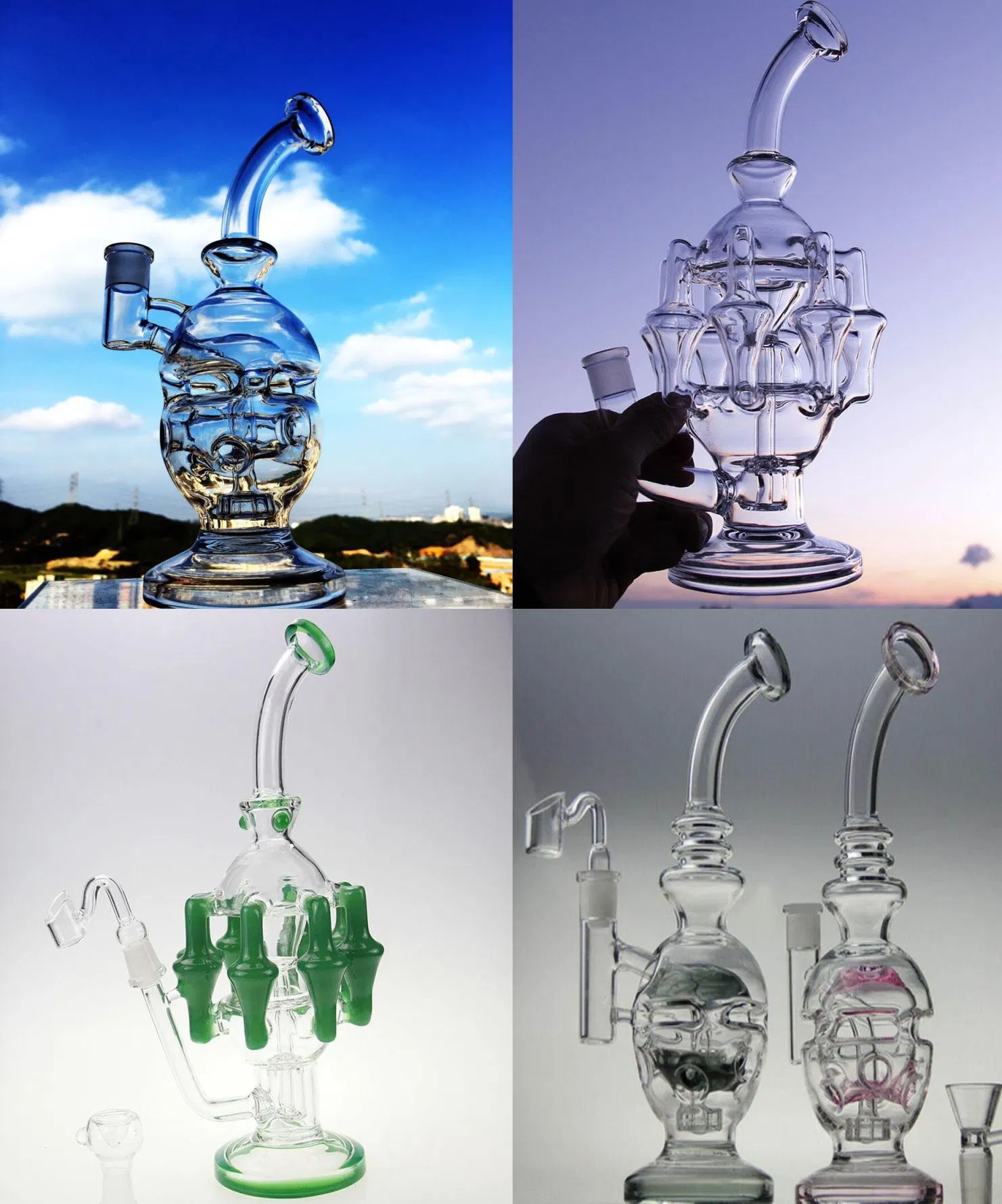 China Manufacturer New Heady DAB Rig Glass Water Pipe, Diamond Glass Wholesale/Supplier Recycler Glass Smoking Pipe