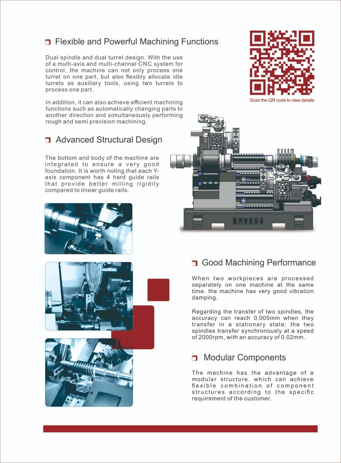 نظام التحكم Fanuc، عمود دوران مزدوج، وحدة تحكم CNC ثنائية Turret آلية تدير Lathe