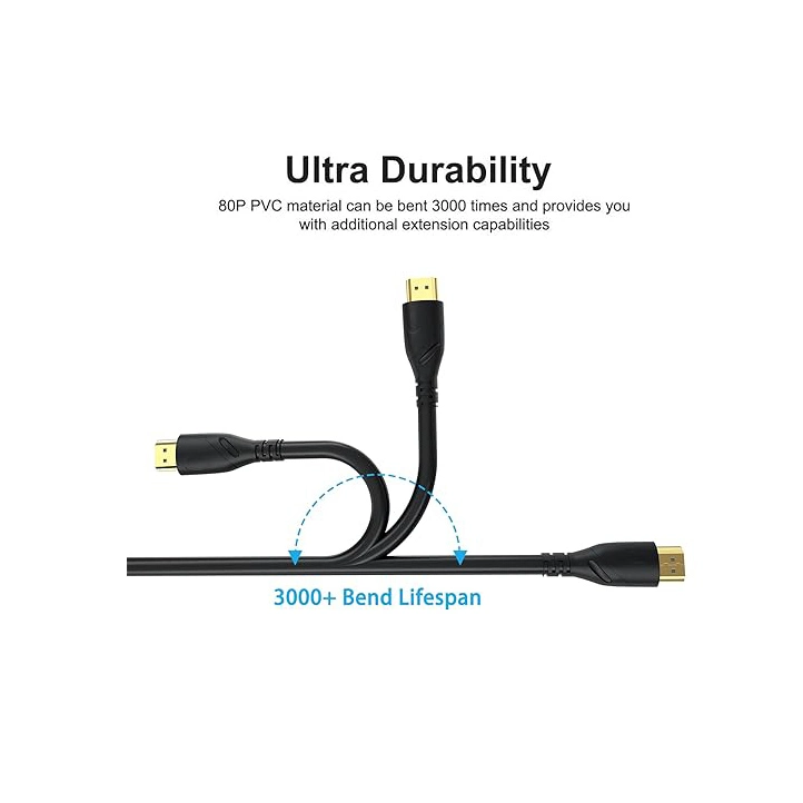 4K HDMI Cable 30FT (HDMI 2.0, 18Gbps) with Ultra High Speed Gold Plated Connectors Ethernet Audio Return, Video 4K