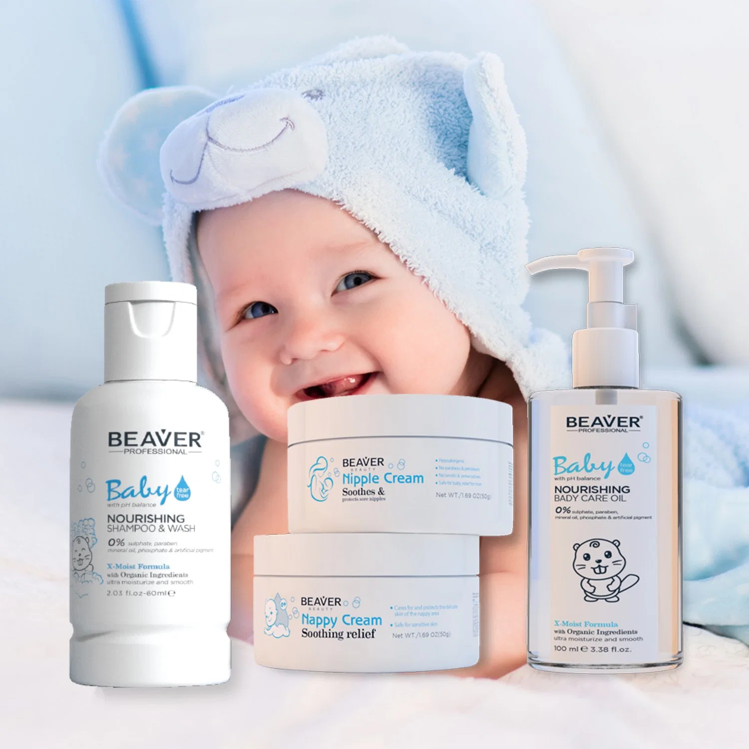 O Beaver Shampoo bebé seguro Natural Kit de cuidados do bebé para mães e bebês