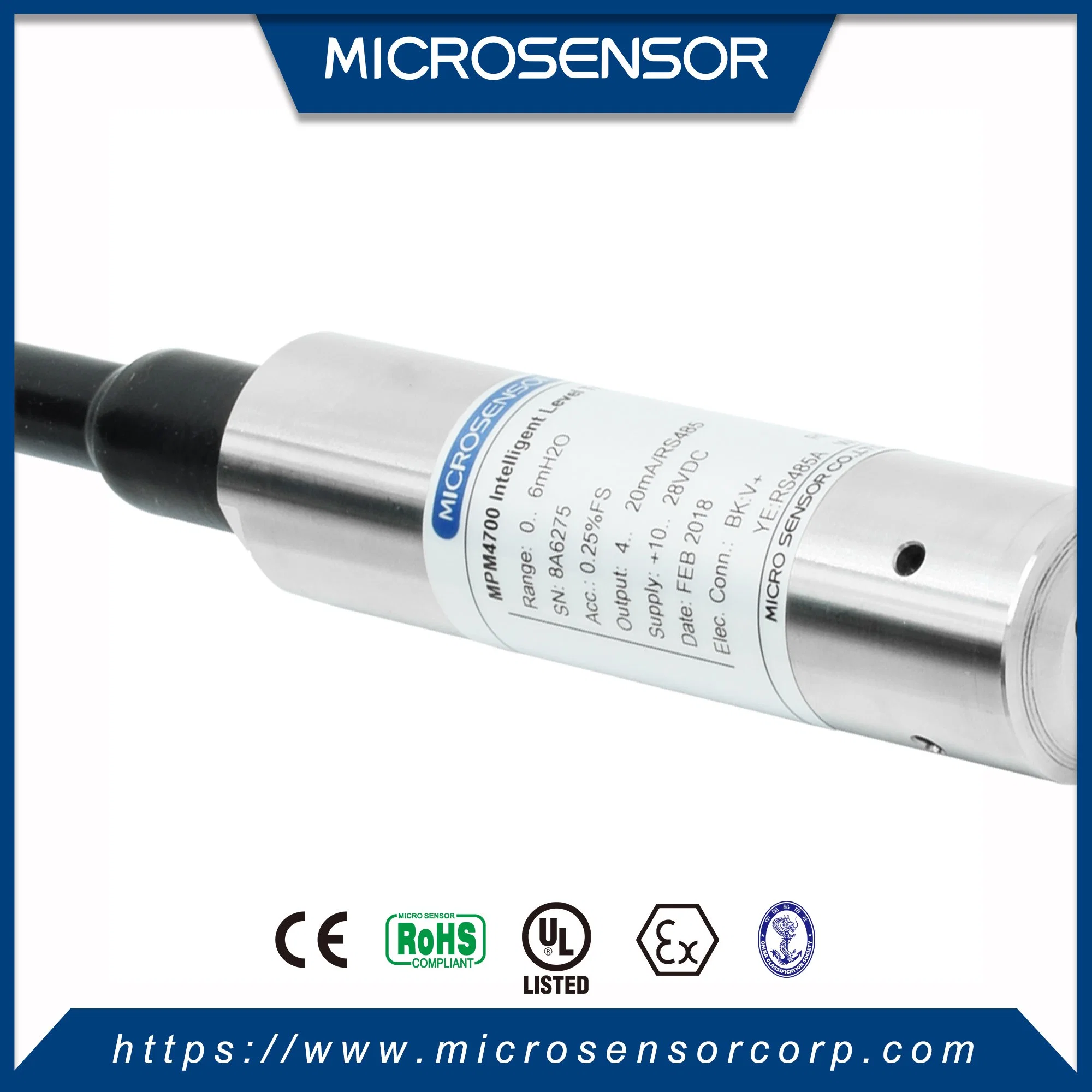 4~20mA Output Digital HART RS485 Water Tank Intelligent IP68 Customized Level Transmitter MPM4700