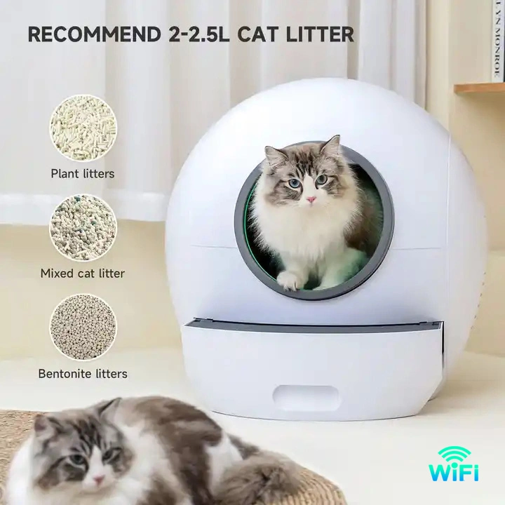 La protección sanitaria Teléfono inteligente de Control WiFi WC Gato Limpieza automática de ajuste inteligente de la bandeja de gatos de Verificación automática de esterilización UV Pala cat litter Box