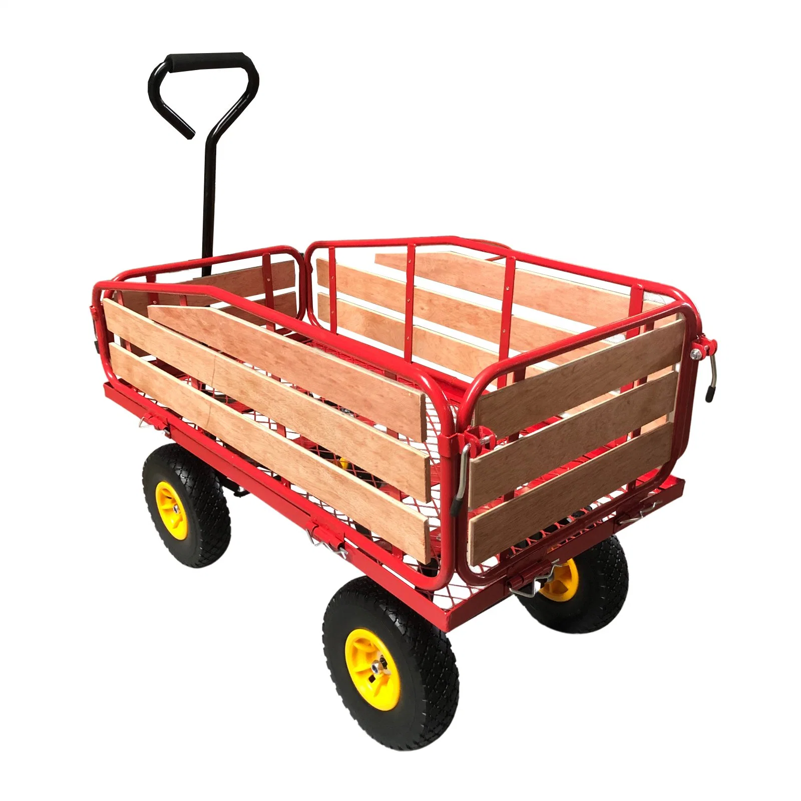 Tc1802 Garden Cart Utility Wagon Trolley Hand Truck Cart with Wooden Railing