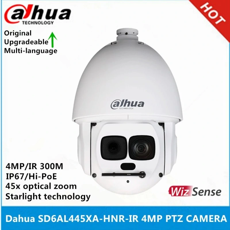 Dahua SD6al445xa-Hnr-IR 4MP 45X Starlight IR Wizmind Network PTZ Camera Support Hi-Poe Auto Tracking Wiper