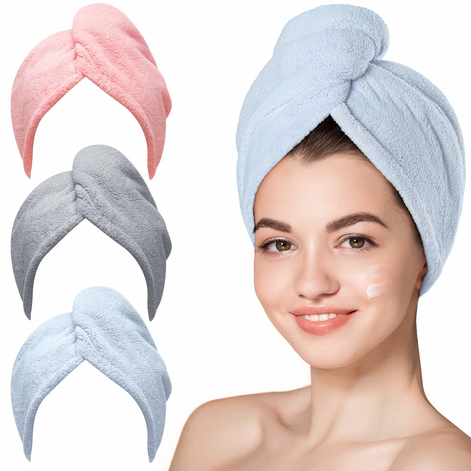 Microfiber Towel Anti Frizz Drying Wrap Curly Wet 3 Packs Hair Turbans