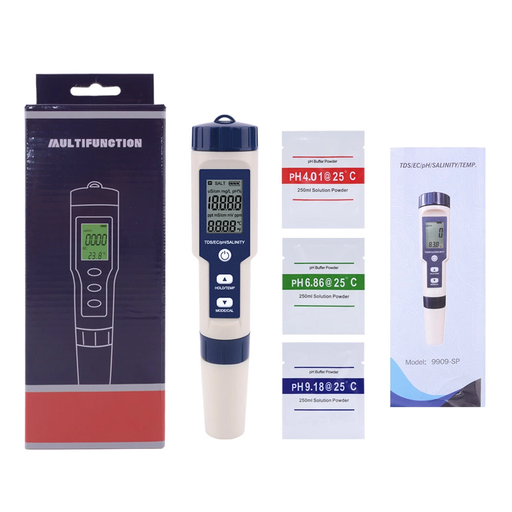 Multifunction 5 in 1 pH TDS Ec Salinity Temp. Water Quality Tester Meter