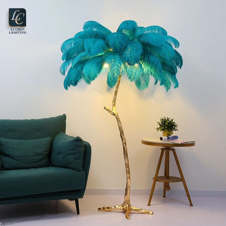 New Design Living Room Tree Shape Resin Feather Modern LED Floor Lamp