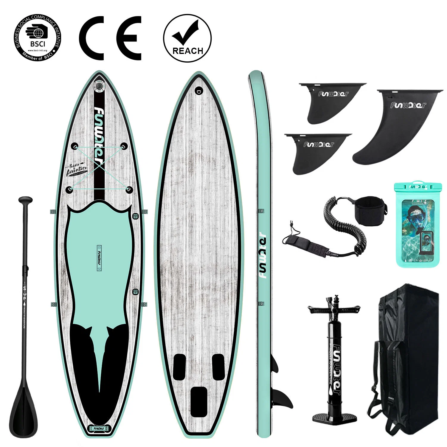 Nuevo diseño inflable de madera de Stand Up Paddle Board placas Sup