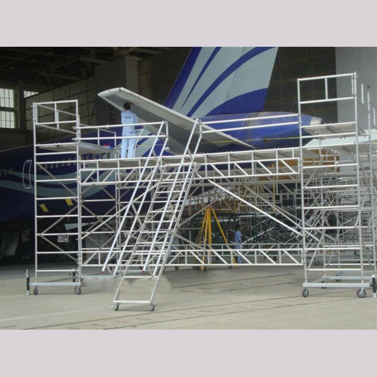 China Dragon precio de fábrica de aluminio andamios, subir la escalera de andamios de aluminio