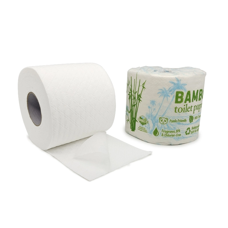 Individuelle Papierverpackung 2ply 15GSM 300 Blatt weiß gebleicht Umwelt Freundliches Tree Free Bamboo Pulp Toilettenpapier Toilettenpapier