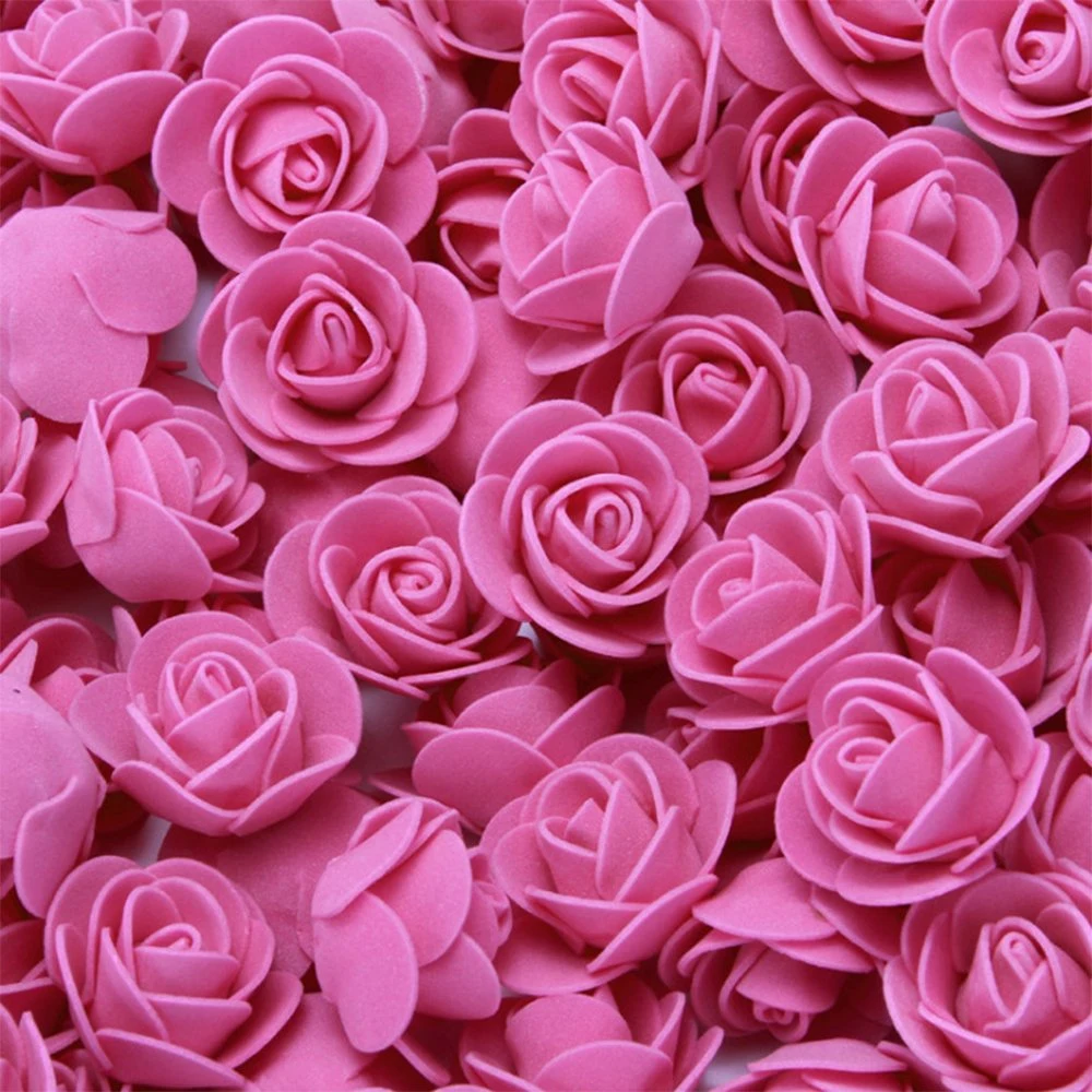 Colorful PU Material Decorative Artificial Flower Single Rose Shape Flower for Wedding Using Handmade Foam Rose Head