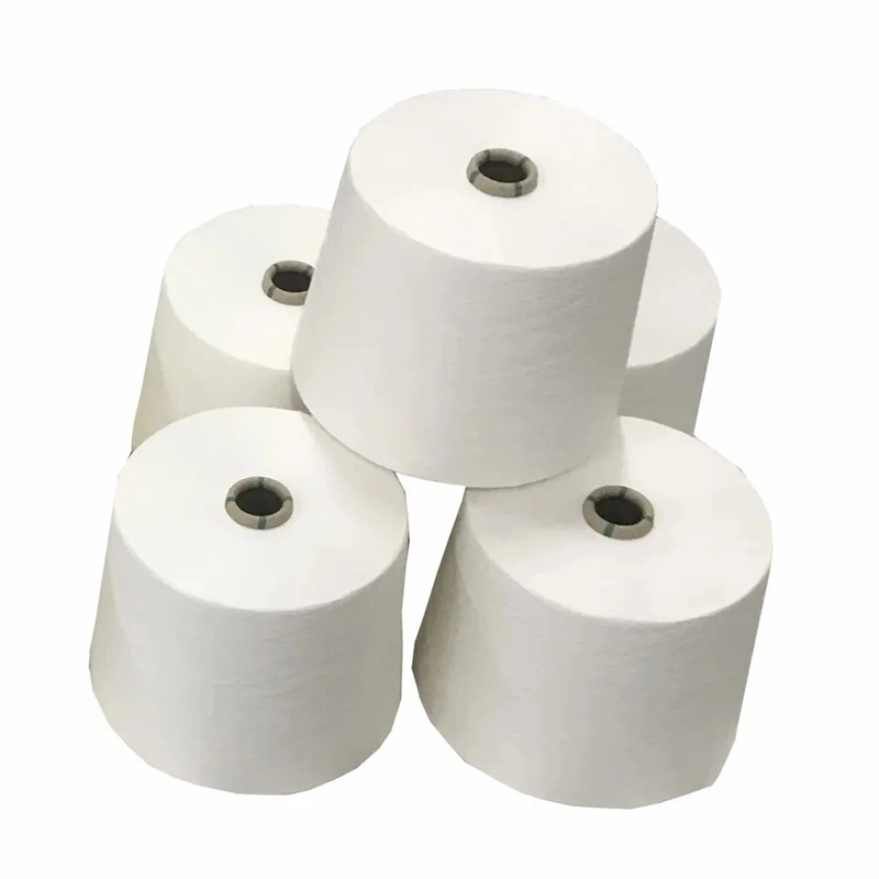 Competitive Price Factory Stock Ne30s Raw White Polyester Yarn Spun