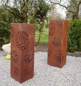 Rusty Slot 800mm Corten Steel Illuminated Bollard with Oxidised Iron Finish