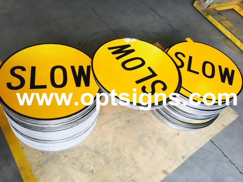 Manufacturer Aluminum Road Traffic Safety Control Hand Held Regulatory Reflective Stop Slow Paddle Sign