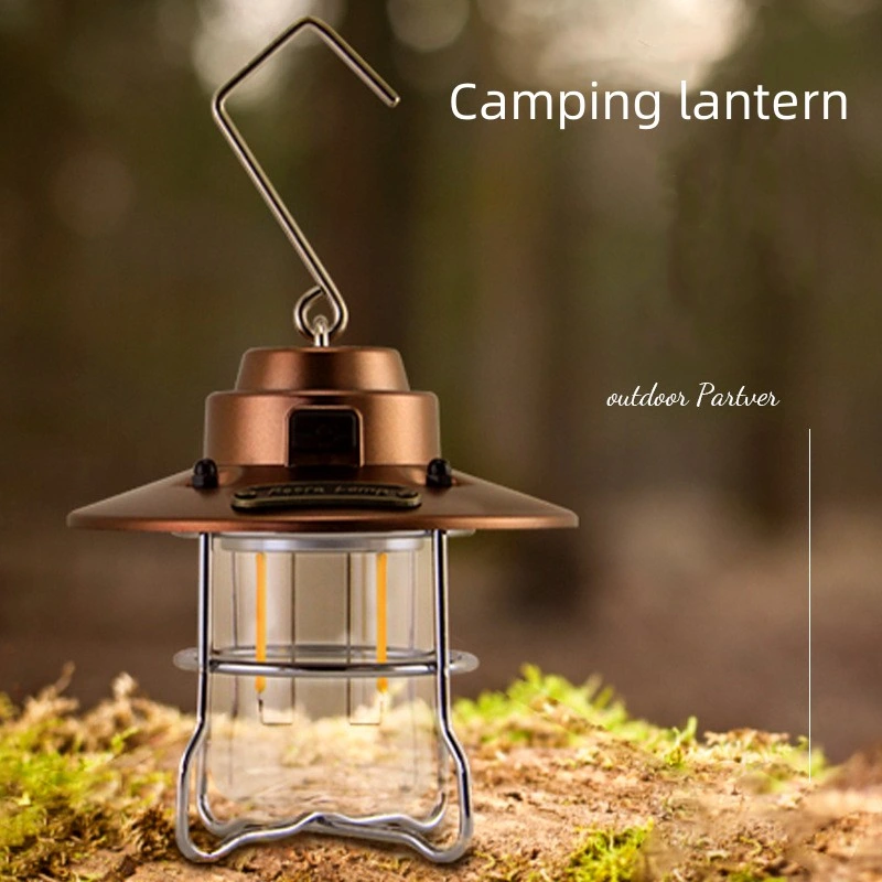 Mini-lanterna Multifunctional portátil para exterior recarregável e com atmosfera retro Luz de campismo