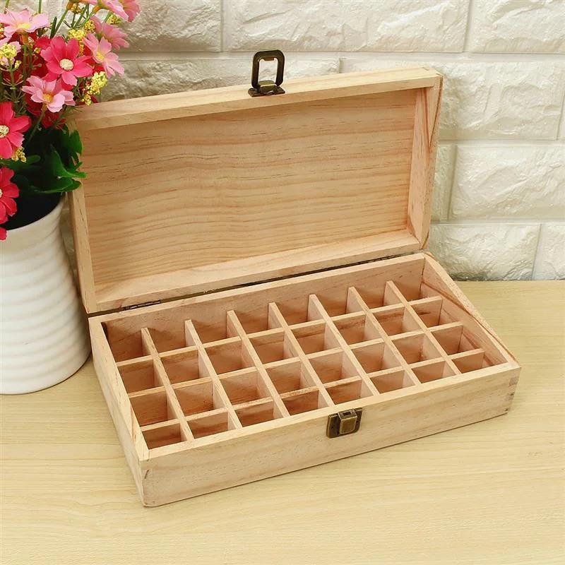 Plain Custom Natural Solid Wood Rectangle Perfume Essential Oil Storage Box