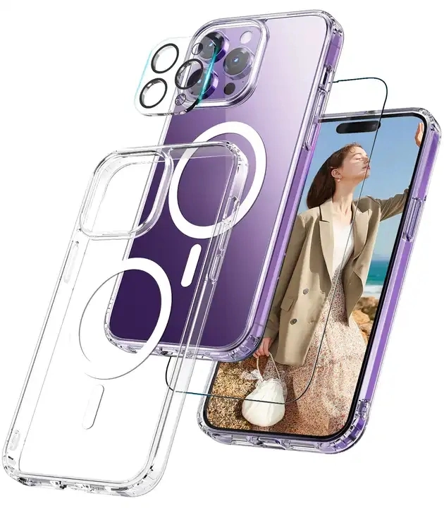 Nouveaux accessoires mobiles pour étui PRO Phone 12-15 transparent magnétique Boîtier hybride transparent à vendre à chaud