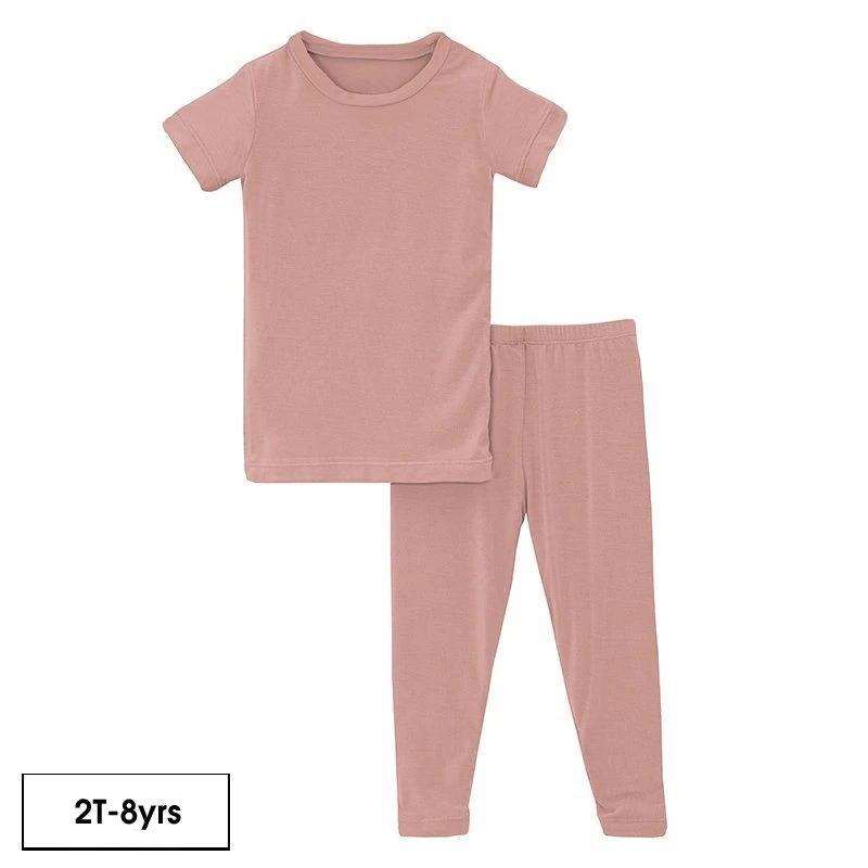 Essencial 2PCS Short Sleeve Pajamas Set Bamboo Sleepwear Children's Apparel