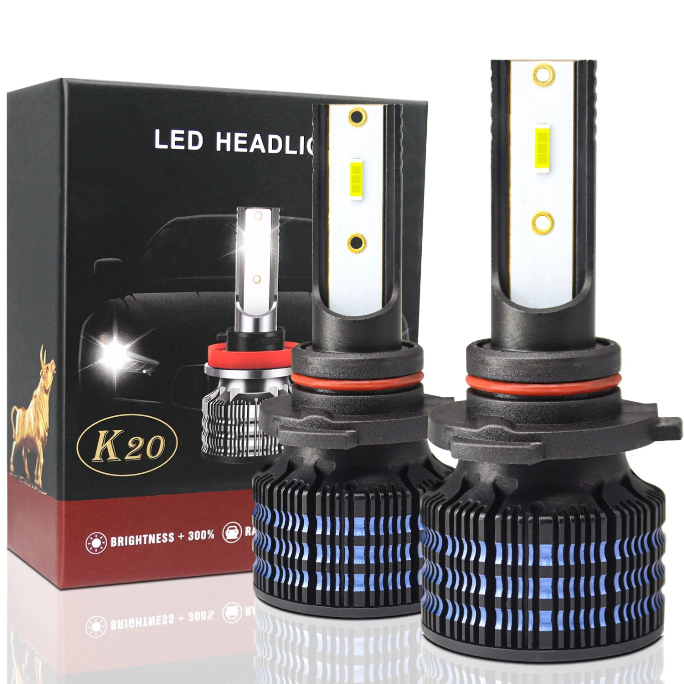 Super Bright K20 Projecteur LED H4 H1 H CSP11 9005 9006 H7 55W 12000LM 9-32V Une ampoule de phare à LED