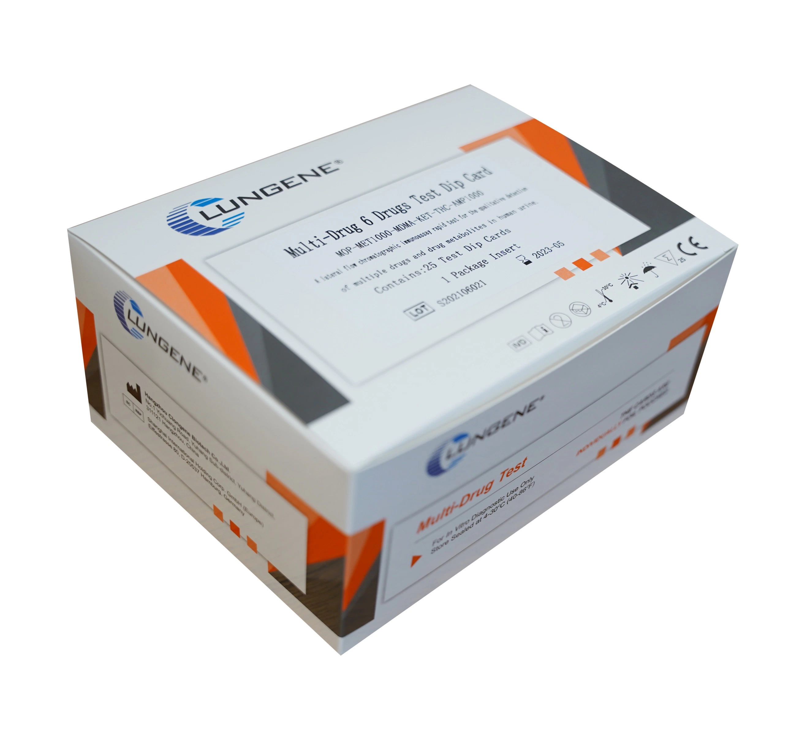 Тест Clungene One Step Doa Urine Multi-Drug 6 Drugs Test (COC/AMP/MET/THC/Mop/BZO) С CE