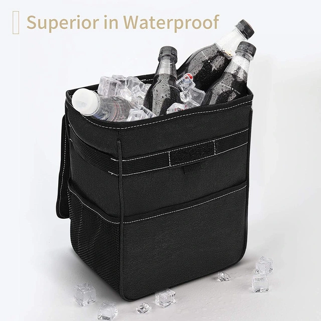 Waterproof Multipurpose Car Trash Can with Lid and Storage Pockets