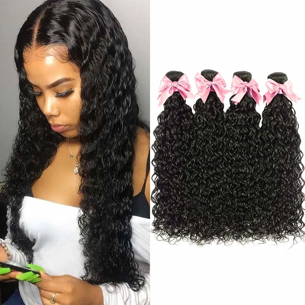 Kbeth Indian Human Hair Weave Water Wave Bundles para Mujeres Negras 2021 Moda 100% Virgen Mejores Extensiones de Cabello Humano Brasileño Remy de 8 Pulgadas en Stock.
