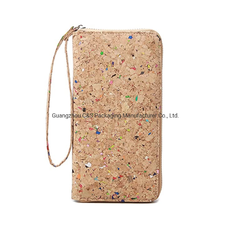 Custom Señoras Vegan Bolso mujer bolsos billeteras de Cork Cork Bolsa ecológica del embrague de bloqueo de RFID de largo Wallet