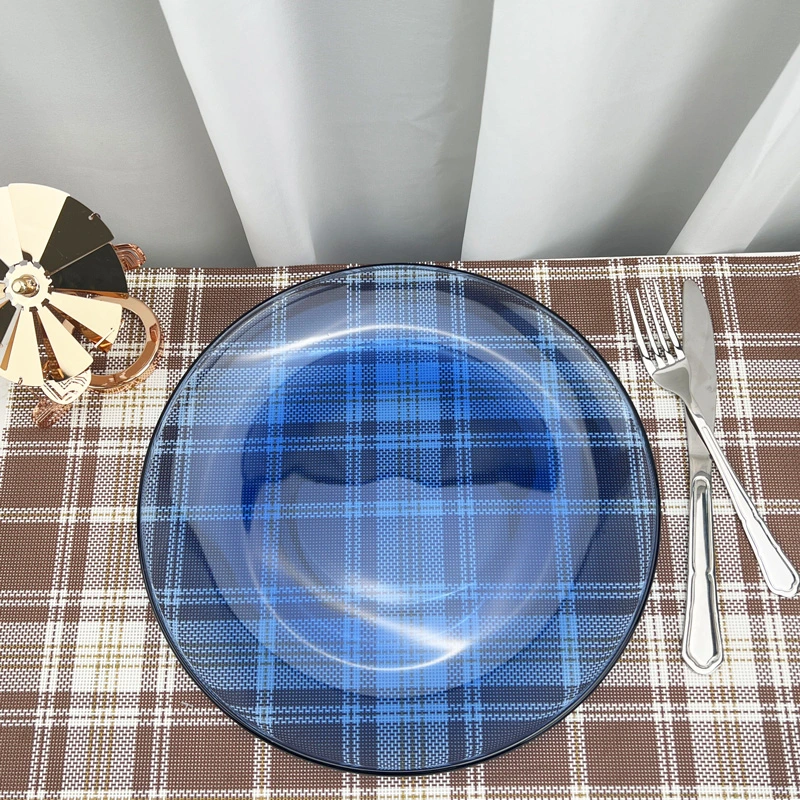 Venda por grosso de pratos de vidro azul cobalto Conjunto Dinnerware vidro vidro resistente ao calor