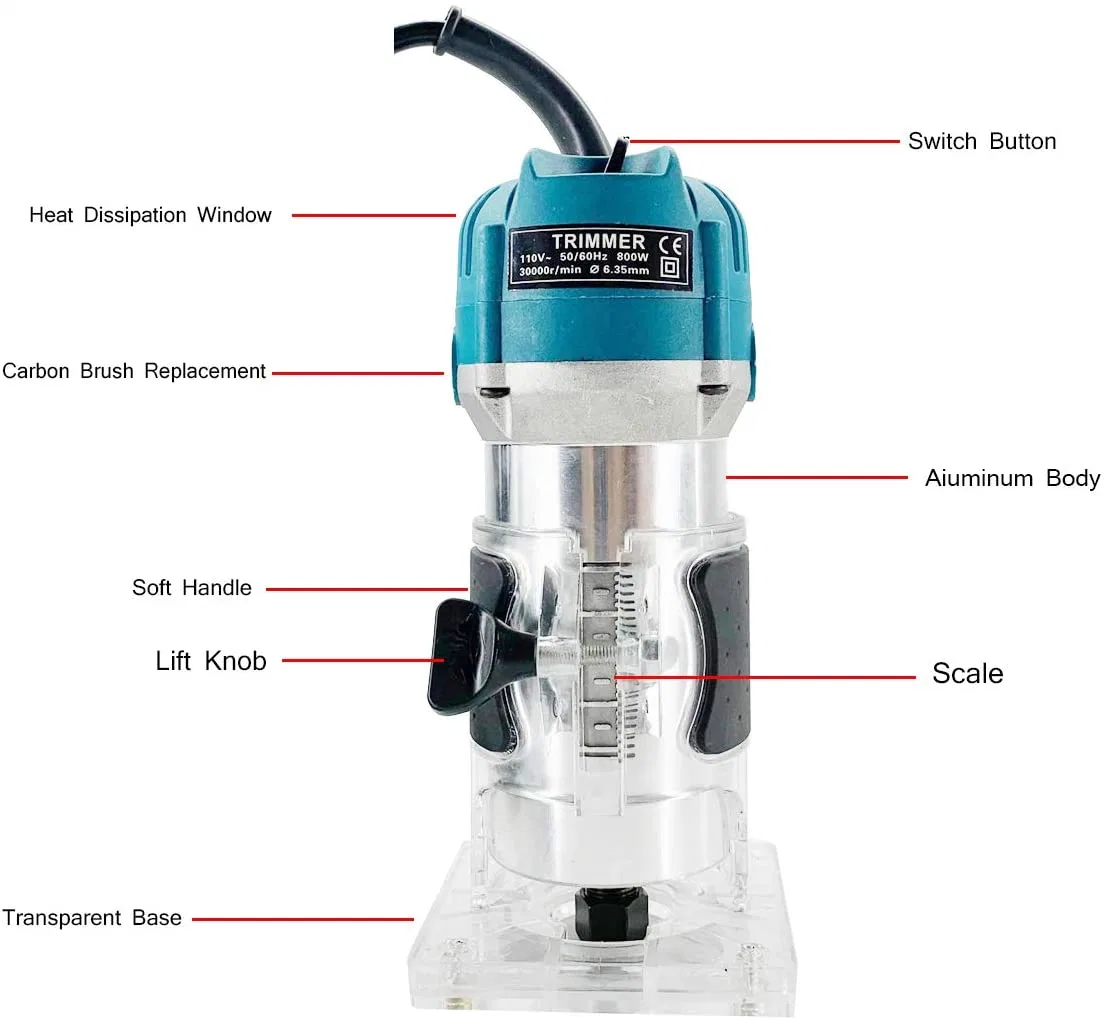 470W Electric Wood Router Trimmer for Wood Trimming, Metal Grooving & Carving