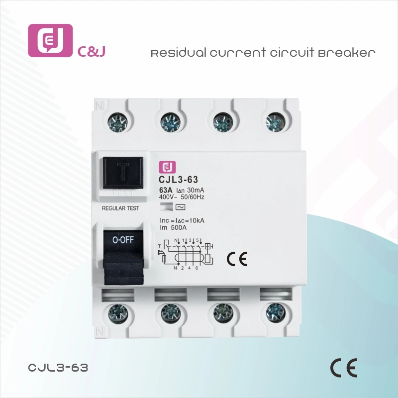 Cjl3-63 4p 63A Electronic Type RCCB MCB Residual Current Circuit Breaker