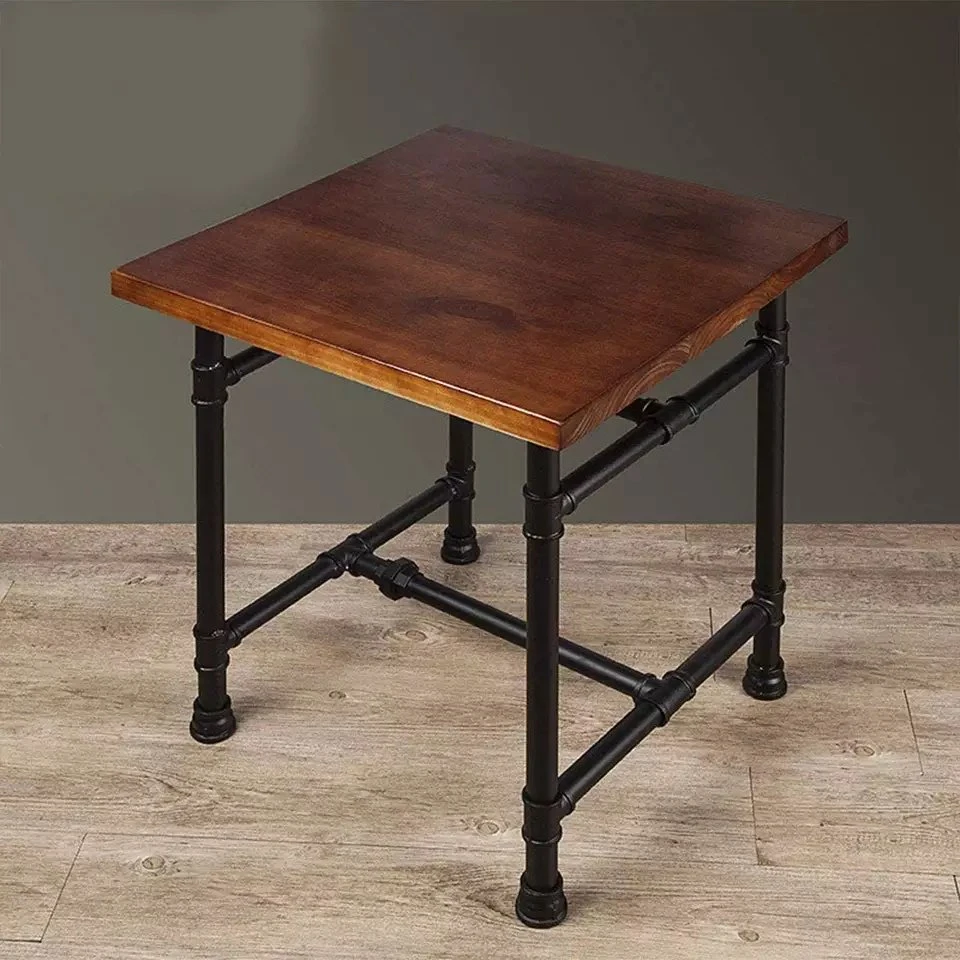 Black Corner Desk Urban Bar Table Modern Bar Table Farmhouse Bar Table with Metal Pipe Steel Pipe Legs