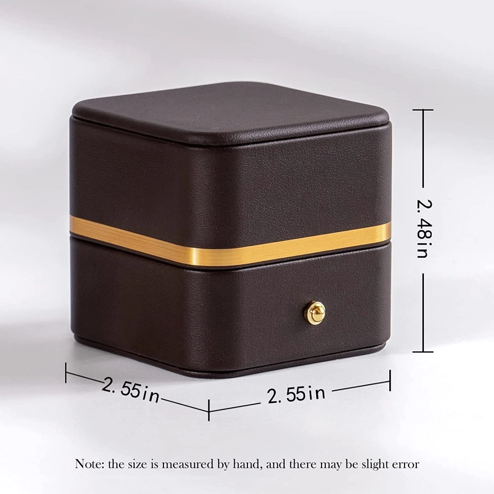 Custom Wedding Ring Case Round Brown Velvet Jewellery Packaging Jewelry Gift Box Engagement Ring Box