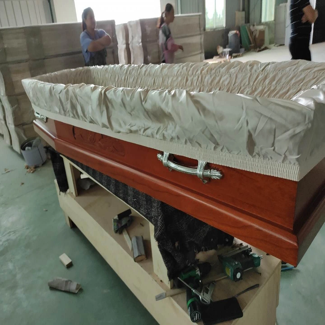 Cheap cercueil en bois avec des sculptures, Paulownia funérailles cercueils pour la vente