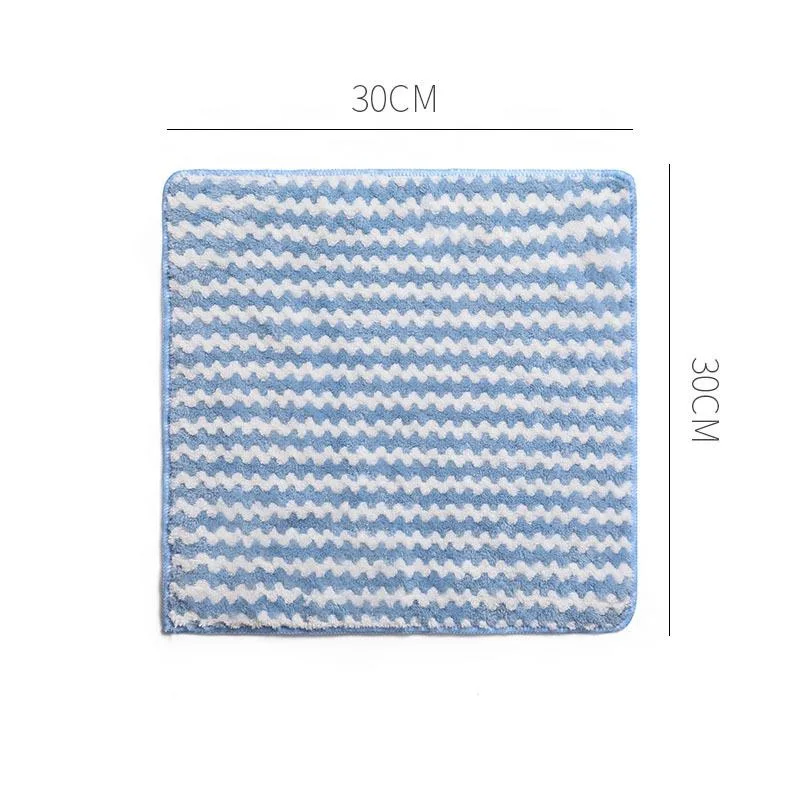 30*30cm Striped Microfiber Polyester Fiber Nylon Coral Velvet House Cleaning Cloth