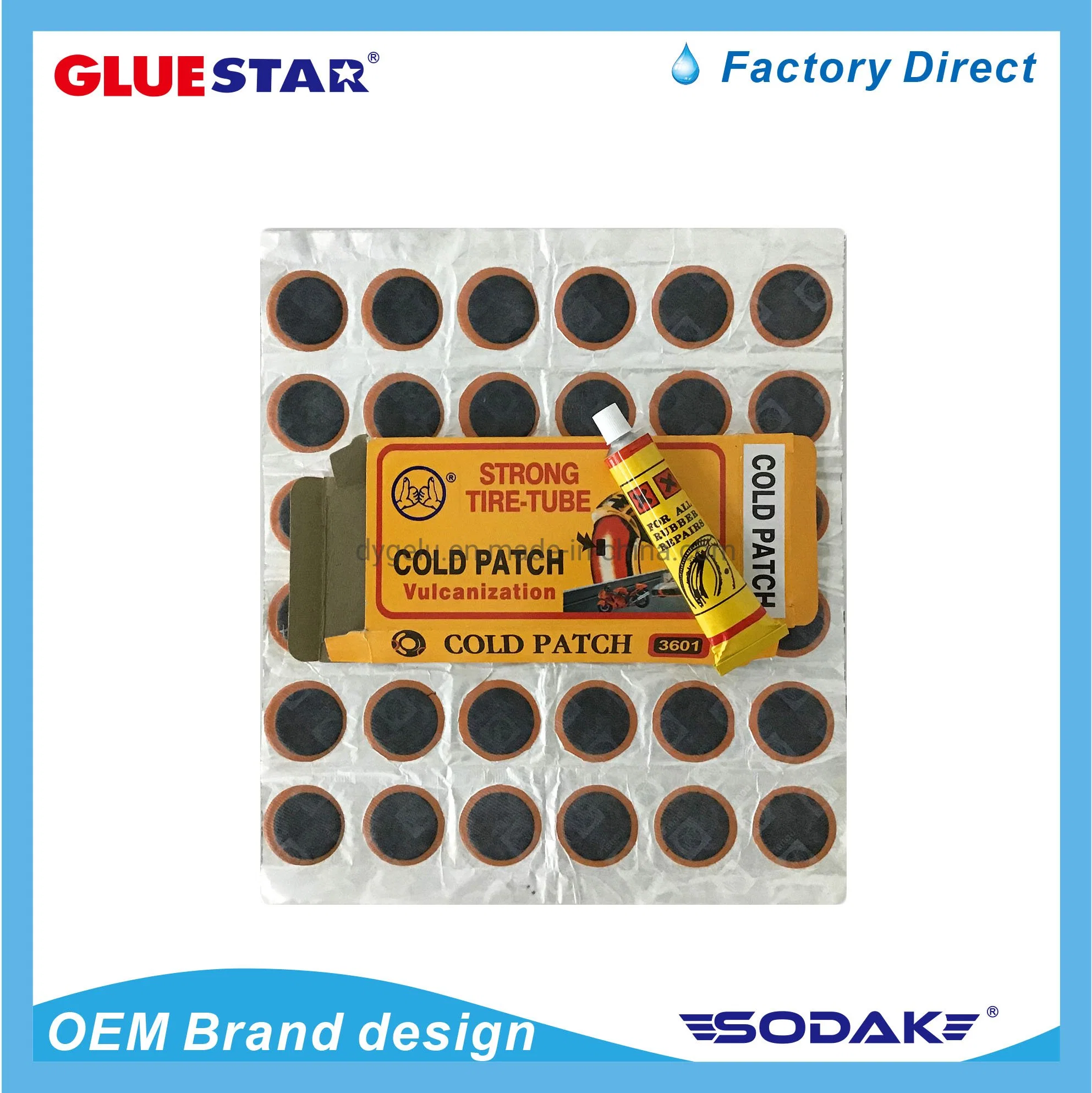 Bicycle Tire Inner Tube Patch RS4801 25mm Round Patches + 20cc Glue 48PCS/Box, 200box/Carton