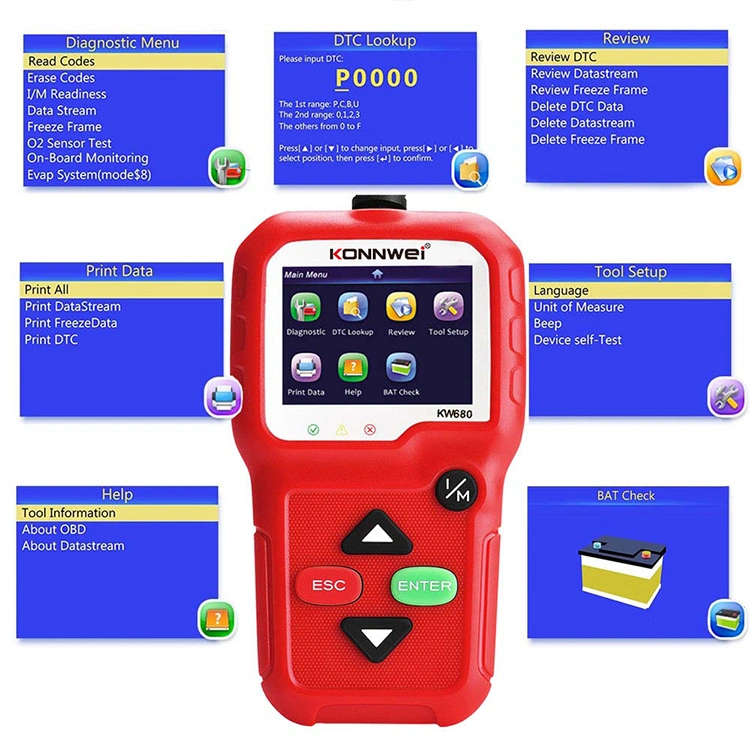 Intuitive Digitale Anzeige Original Auto Diagnostic Device Kw680