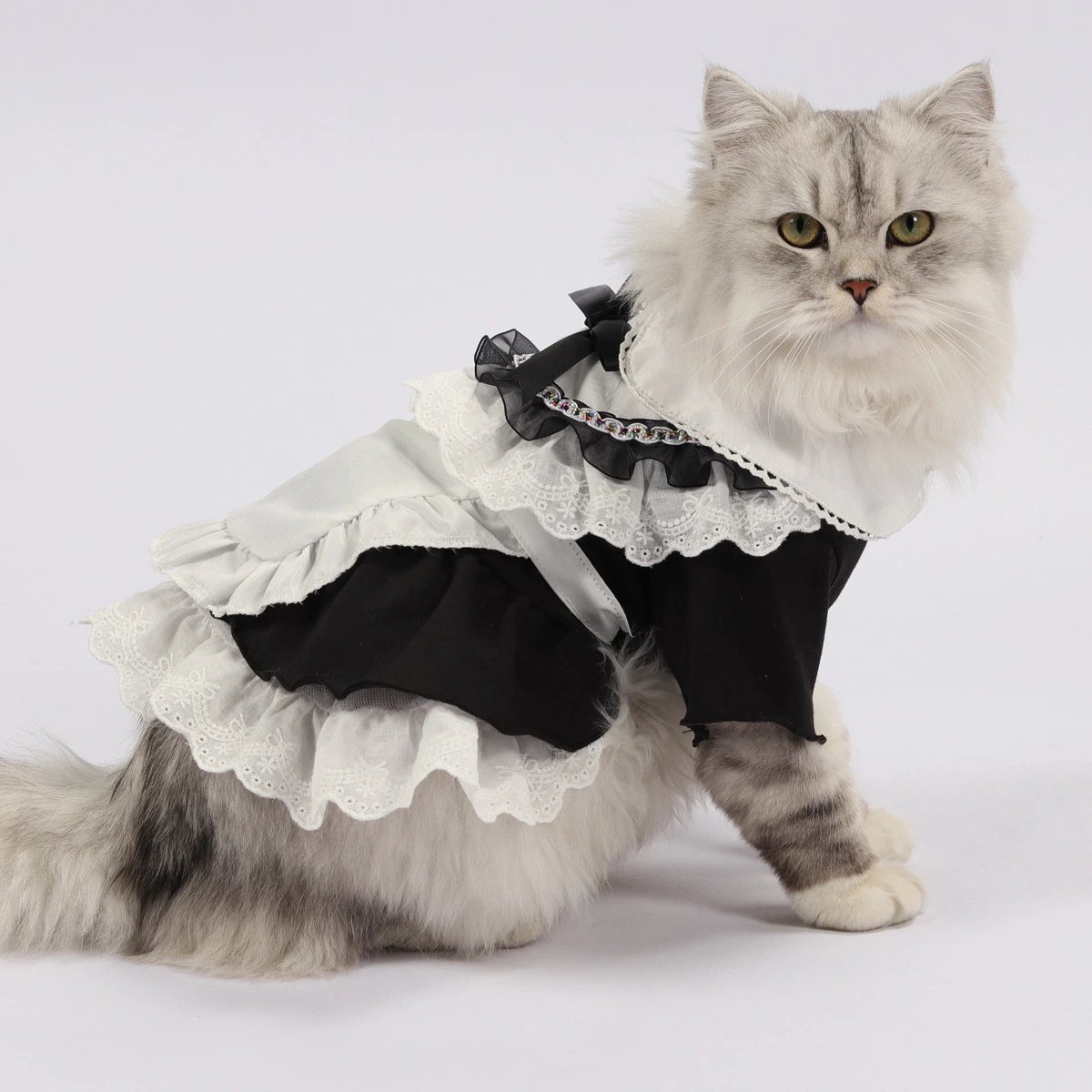 Cat Maid Dress Spring Summer Uniform Clothes Pet Skirt Clothes