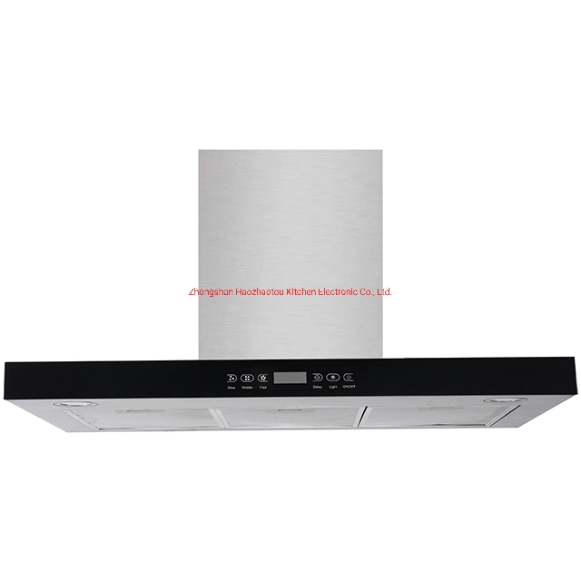 Wall Mounted 180W Motor Big Metal Blower T Shape Range Hood 90 Cm Touch Screen Chimney Hood