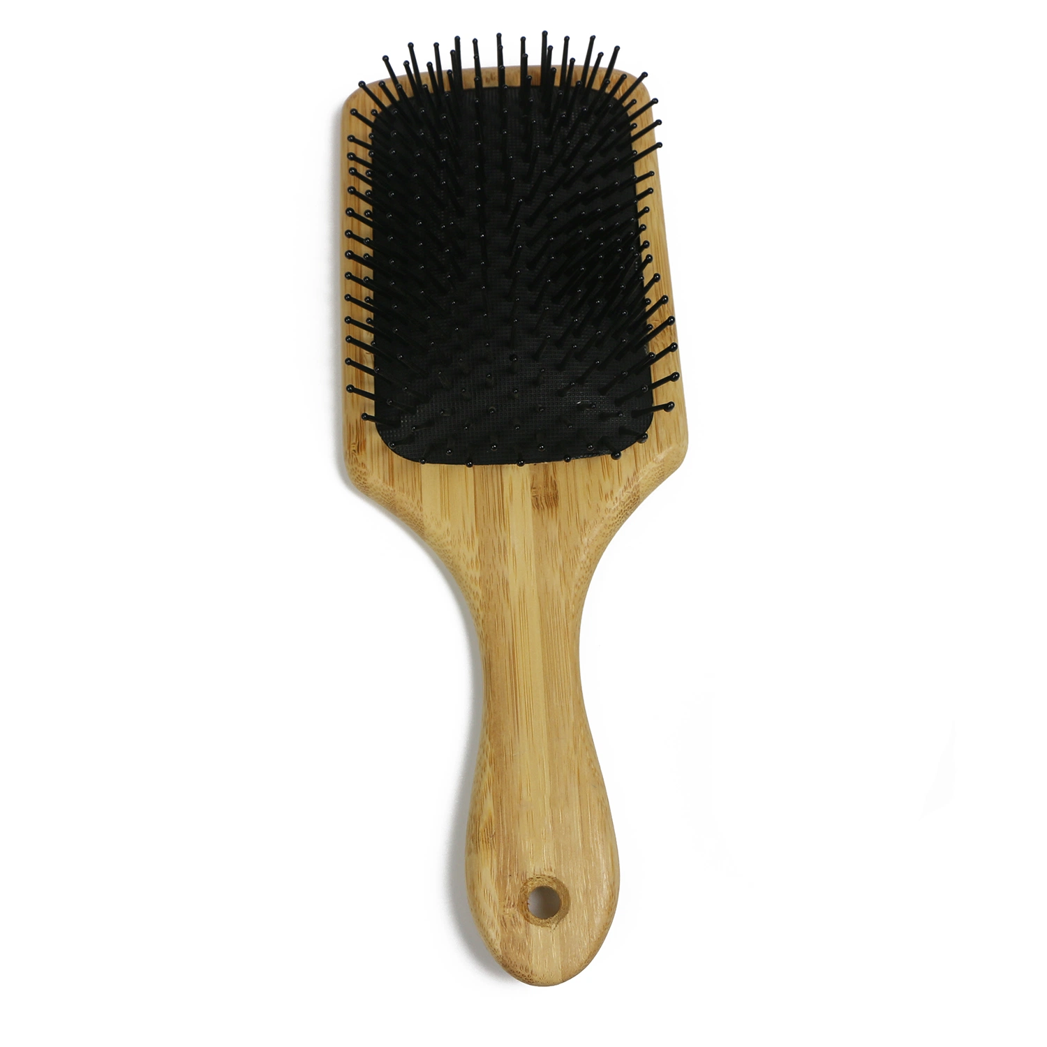 Escova de cabelo de bambu natural personalizada por atacado com cerdas de nylon, almofada de desembaraço, massagem no couro cabeludo, escova de cabelo de ar.