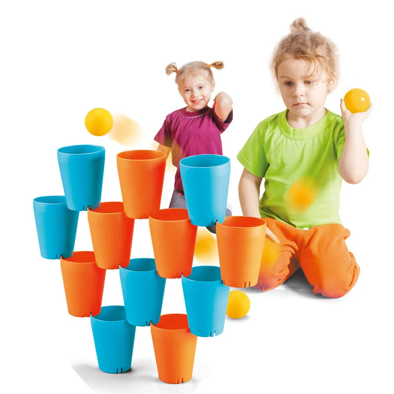 Kinder 3 in 1 Gebäude Spielzeug Stacking Cup Pitching Spiel Kunststoff Quick Stack Cups Lernspielzeug mit Stapel-Tassen Und Balls Quick Stack Cup Spiel Spielzeug