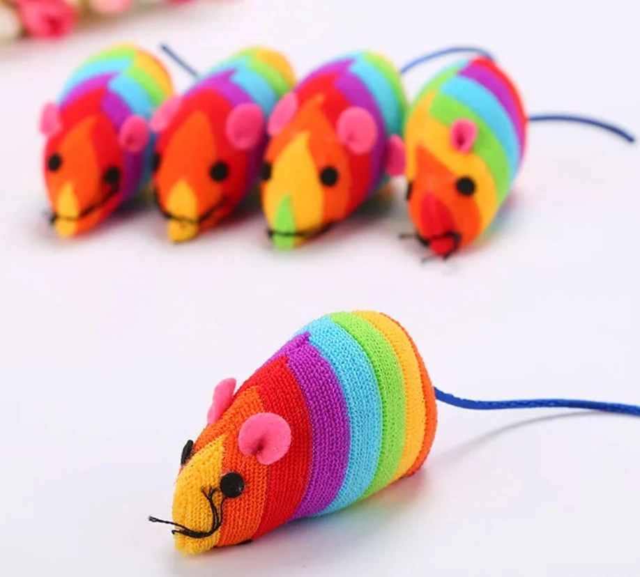 Wholesale Rainbow Color Mouse Cat Toy Pet Product