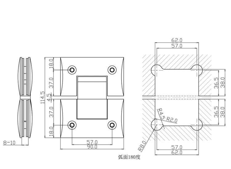 Stainless Steel Top and Bottom Patch Fitting Glass Hardware