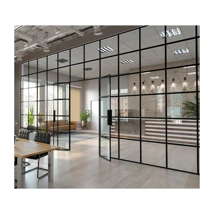 Hot Sale Modern Alloy Metal Aluminium Frame Glazed Office Partition Glass Wall Knockdown